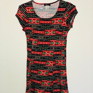 Love J Black Mini Dress Pattern Print